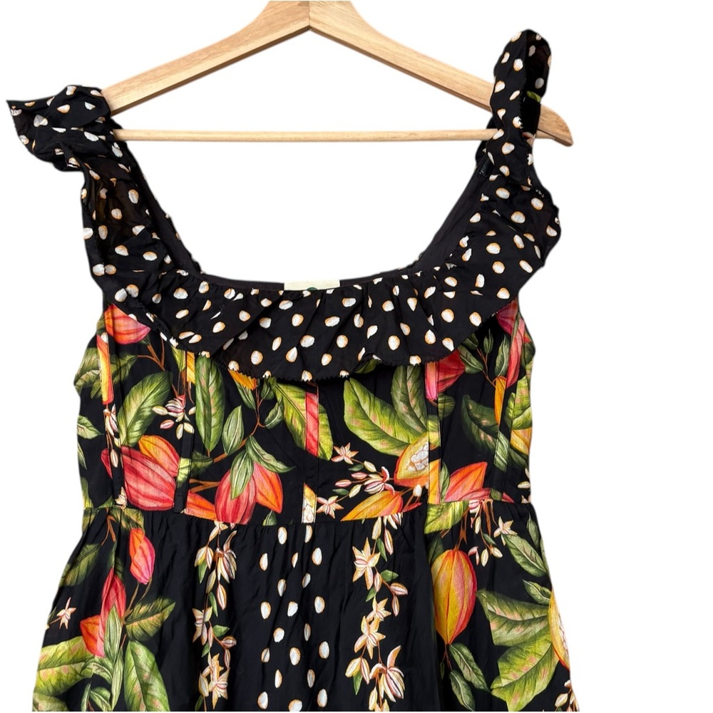 FARM Rio Black Floral Polka Dot Mini Dress - Picture 3 of 13